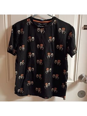 2/$10 Pumpkin Head Black Halloween Skeleton T-Shirt